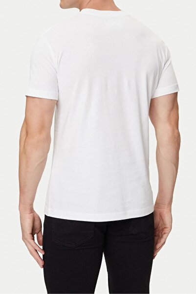 Versace Men's Regular Fit Gold Foil Print Emblem Crew Neck T-Shirt - White