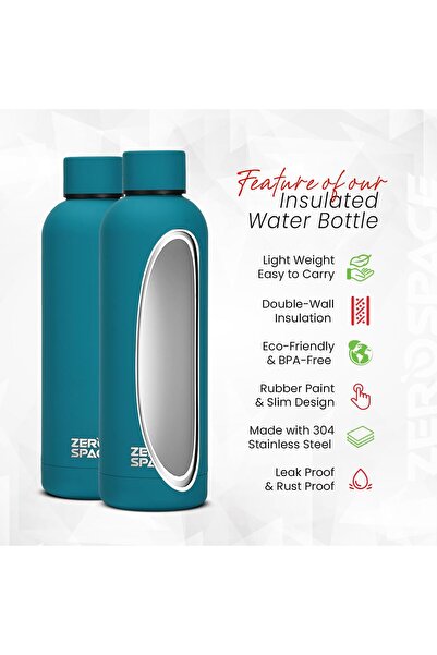 Generic ZeroSpace Stainless Steel Water Bottle, 750ml Double Wall Insulated (Ocean Blue)