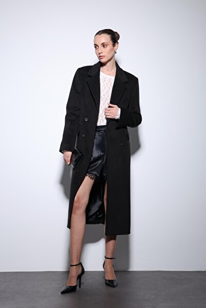 Antioch Black Wool Blend Double-Breasted Women's Coat