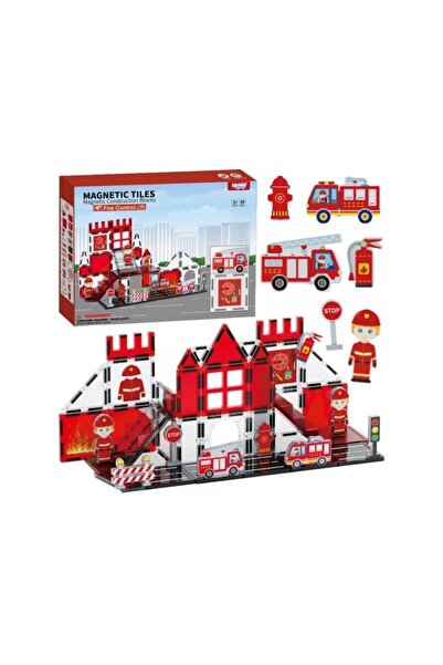 hak-iş oyuncak 48 Pieces Magnet Fire Department Series Colorful Blocks