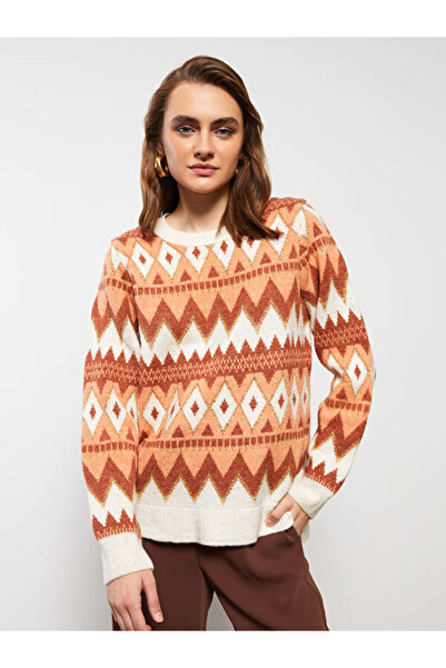 LC Waikiki Crew Neck Patterned Long Sleeve Women's Knitwear Sweater