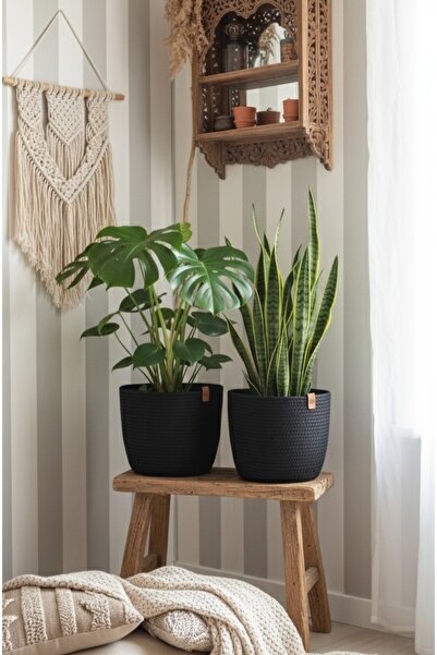 Yektayla Ayla Design 20×20 2 li saksılık, saksı,Bohem saksı, hasır saksılık