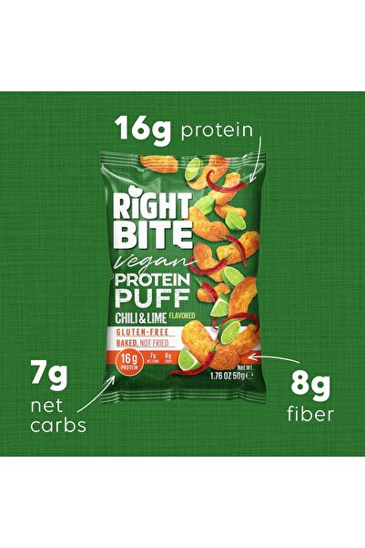 Right Bite Vegan Protein Puff Chilli & Lime 12 x 50g