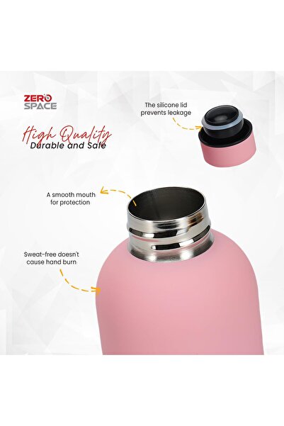 Generic ZeroSpace Stainless Steel Water Bottle 750ml - Insulated Double Wall Thermos (Pink)