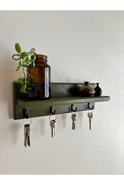 Marghe Ahşap Raf & Anahtar Askılığı – Pinterest Design, Duvara Monte, 4 Kanca...