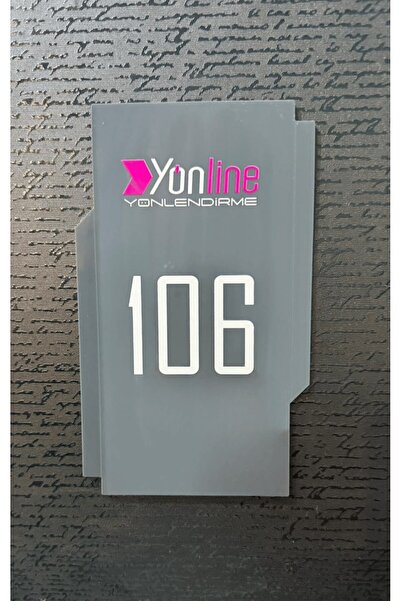 Yönline Hotel Door Number Anthracite Glossy Plexiglass Logo Self-Adhesive Easy to Use