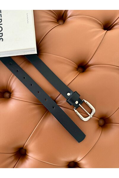 coaksco Women's Noir Black Color Silver Buckle Belt