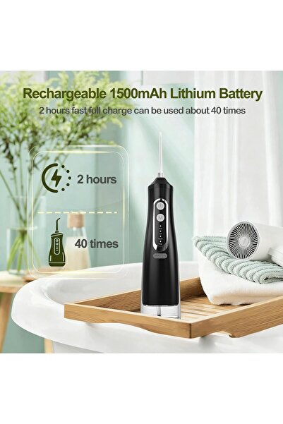 Annmiir Water Dental Flosser Professional Irrigator - 8 Tips, 4 Modes, 310mL, IPX7 (Black)