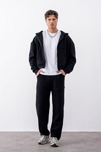 gothamvibes Men's Baggy Chill Black Sweatpants