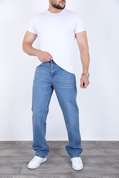 MYRAB DENİM Men's Blue Baggy Jeans Wide Fit Comfortable Casual & Streetwear D...