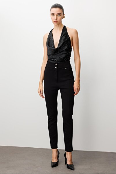 Moda İlgi Modailgi Bel Korsajı Lastikli Pantolon Siyah