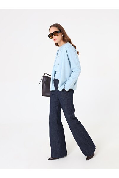 Refka Πλεκτή ζακέτα με λεπτομέρεια από ασημί κουμπιά - Ανοιχτό μπλε -