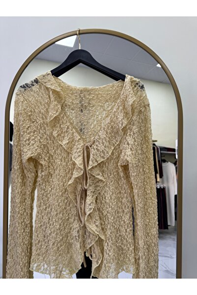 LUMERA BY TUĞBA KARADAĞ Volan Detaylı Bağlamalı Dantel Bluz