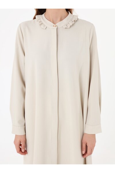 Refka Καπέλο/παλτό με υφασμάτινο λαιμόκοψη με λεπτομέρεια βολάν - Χρώμα τασ -