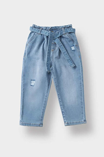 DeFacto Paperbag Straight Leg Blue Baby Girl Jean Pants D1532A5/Be394