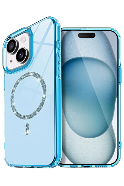 NewFace غطاء Live Diamond Magsafe المتوافق مع هاتف Apple iPhone 14 - أزرق YNSMR