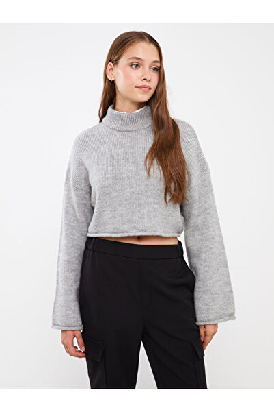 LC Waikiki Half Turtleneck Plain Long Sleeve Crop Women's Knitwear Sweater