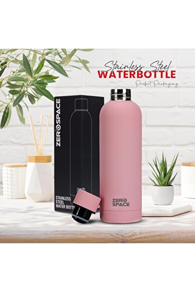 Generic ZeroSpace Stainless Steel Water Bottle 750ml - Insulated Double Wall Thermos (Pink)
