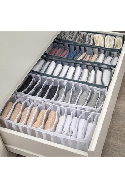 MaffStuff White Clothes and Underwear Storage Box 36x22.5x20 cm – 9 PVC Compartments with Textile Mesh