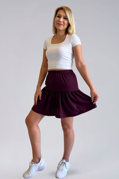 MAKSEN TEKSTİL Seasonal Women's Skirt - Seasonal Ecrin Fabric Mini-Length Women's Short Skirt