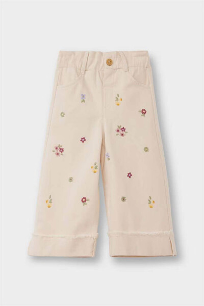 DeFacto Dievčenské nohavice s elastickým pásom v štandardnom strihu s kvetino...