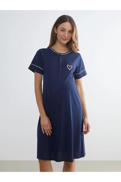 LC Waikiki guler rotund cu imprimeu Cămașă de noapte pentru gravide (W5)