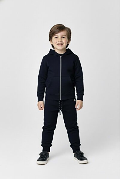 Mnk Baby&Kids Boy's Zipper Closure Hooded Transitional Tracksuit Set M00765 Dark Navy Blue