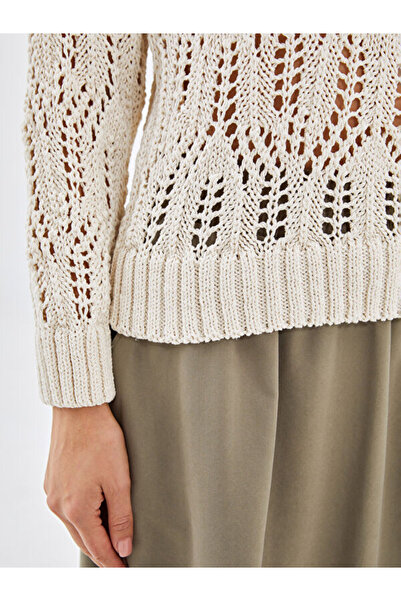 LC Waikiki Mock Neck Lace-Like Knit Women's Knitwear Sweater