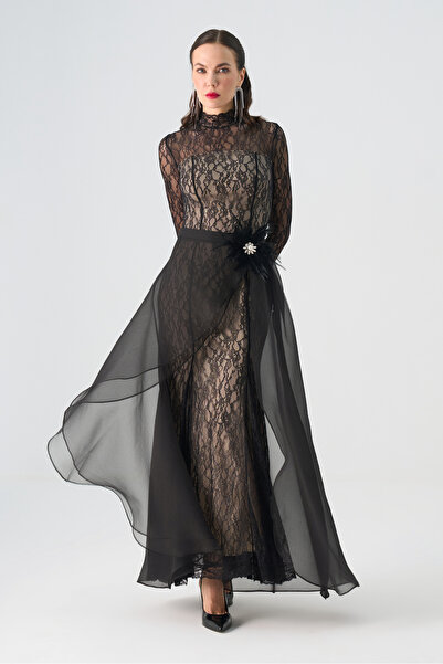 Dizayn Ella Dantel Detaylı Uzun Takım EL-4458