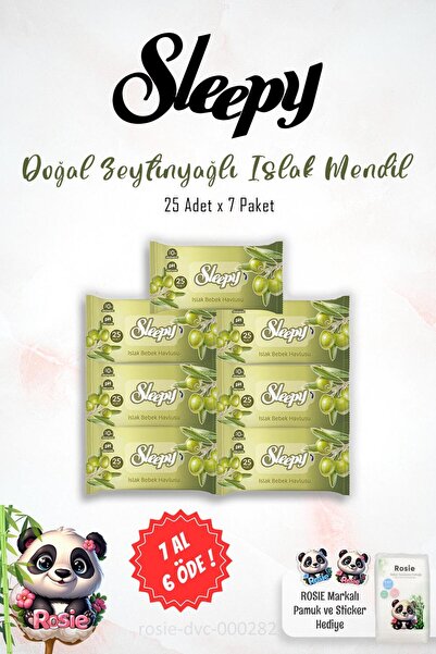 Sleepy اشتري 7 واحصل على 6 مجانًا: مناشف مبللة بزيت الزيتون 25 قطعة وروزي