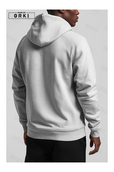 EFFRENATU Gray Unisex Clothing Hooded Zippered Printed Top & Bottom Set Plus Size