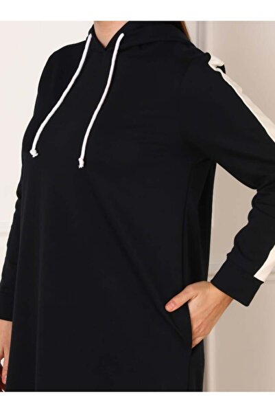 ALİA Αθλητικό Σετ Τουνίκ & Παντελόνι Μεγάλου Μεγέθους από Φυσικό Ύφασμα - Μαύρο -