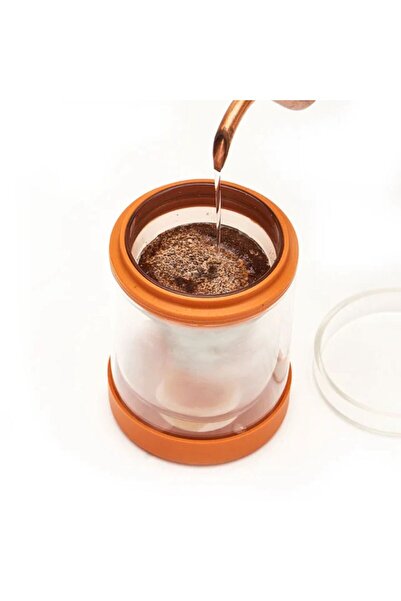 Diguo 2-in-1 Coffee Brewing Pitcher + Serving Cup V60 with Stainless Steel Filter and 200ml Double Insulated Orange Glass Cup