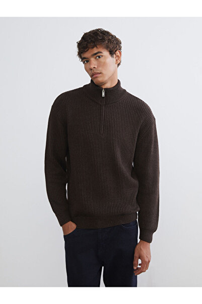 LC Waikiki New Season Zippered Stand Collar Men's Knitwear Sweater