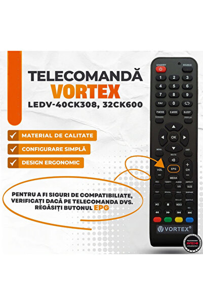 Vortex Telecomanda TV/LED LEDV-19CN06/LEDV-24CD06/LEDV-28CT800/LEDV-28CK600/LEDV-32CD3A/LEDV-32CK600
