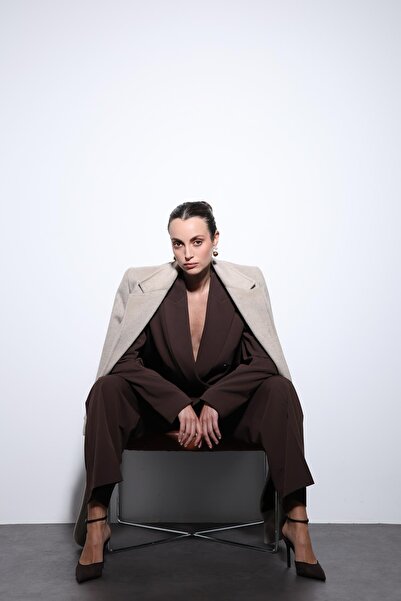 Antioch Beige Wool Blend Double-Breasted Women's Coat