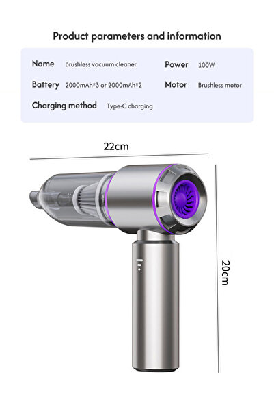 Generic Wireless Car Vacuum Cleaner and Air Duster 16000pa Handheld Vacuum Air Blow Powerful Brushless Motor
