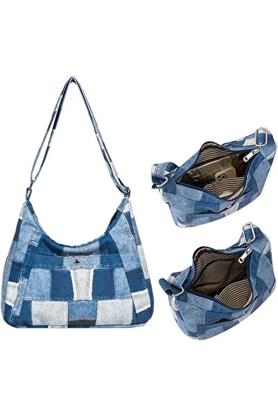 iCozzier Canvas Tote Bag Casual Hobo Crossbody Shoulder Handbag for Women and Men - Blue