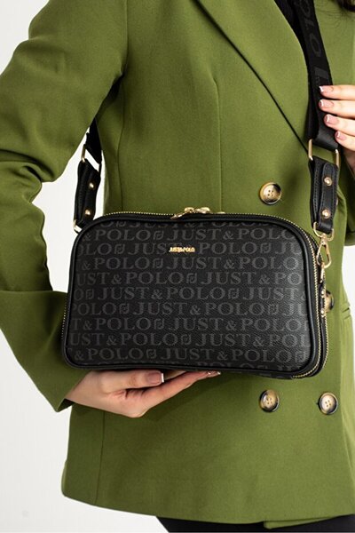 Just Polo Women's Water Resistant Print Patterned 5 Compartment Postman Shoulder Bag