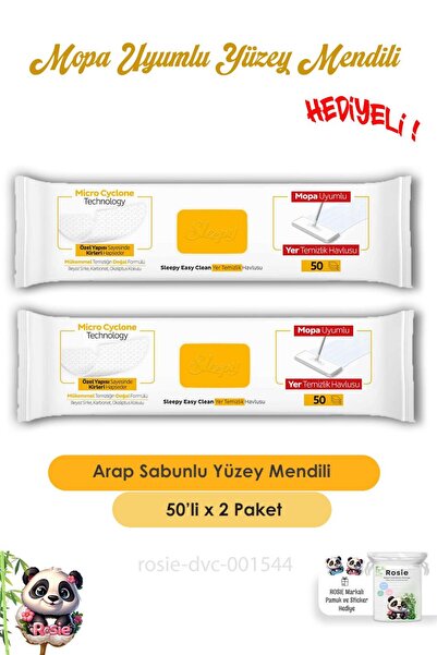 Sleepy 2 عبوة من الصابون العربي المتوافق مع موبا، 50 منشفة مبللة وروزي