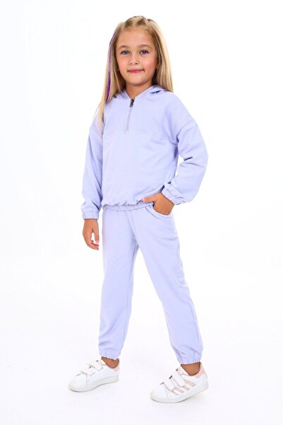 Toontoy Girl's 2-Piece Set: Hooded Zippered Sweatshirts & Jogger Sweatpants w...