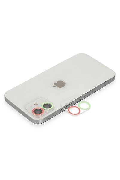 NewFace زجاج حماية لعدسة الكاميرا ملون متوافق مع هاتف iPhone 12 - أخضر-وردي H...