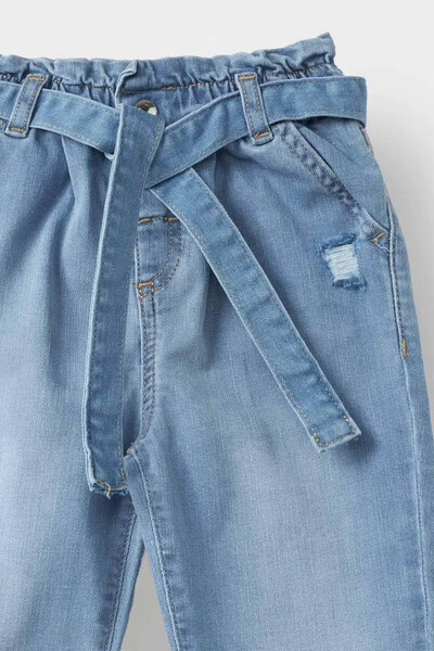 DeFacto Paperbag Straight Leg Blue Baby Girl Jean Pants D1532A5/Be394