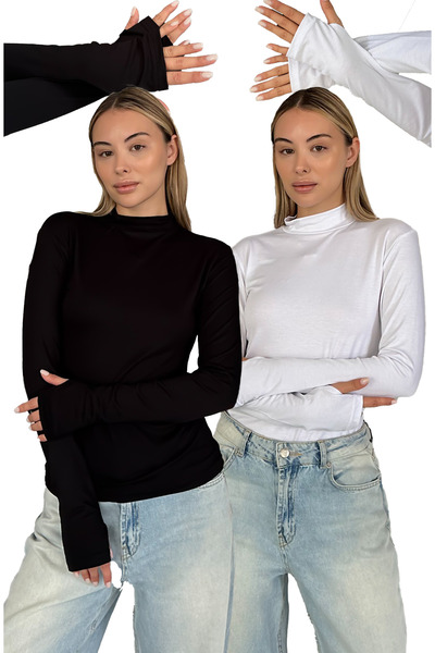 RDK Giyim Γυναικείο Σετ 2 Κομματιών Φορμάκι με λεπτομέρεια στα δάχτυλα - Μαύρ...