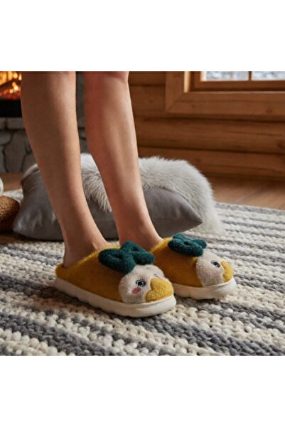 OEM Fluffy and warm slippers for women, cheerful pattern, F-23