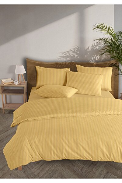 Monolisse طقم غطاء لحاف مصبوغ بخيوط صفراء من القطن بنسبة 100% من Line، مقاس ف...