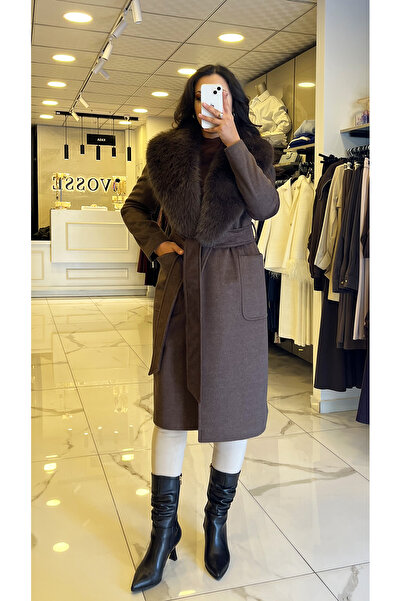 Vosse Ekol Kahverengi Kürklü Torba Cepli Kaban