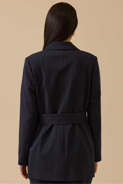 SEÇİL Women's Striped Double-Breasted Jacket - Navy Blue