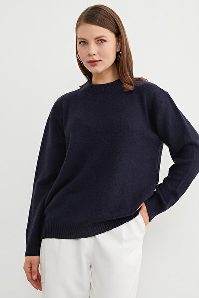 Fulla Moda Basic Crew Neck Casual Knit Sweater