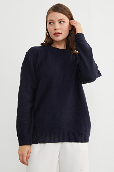 Fulla Moda Basic Crew Neck Casual Knit Sweater